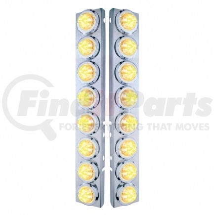 33707 by UNITED PACIFIC - Air Cleaner Light Box Panel - Stainless Steel, 16 Cutouts, Amber LED, Clear Lens, Beehive Lights, with Bezel