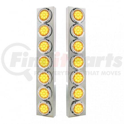 33726 by UNITED PACIFIC - Air Cleaner Light Bar - Front, Stainless Steel, with Bracket, Reflector/Clearance/Marker Light, Amber LED and Lens, with Chrome Bezels, 9 LED Per Light, for Kenworth