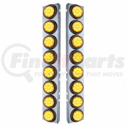 United Pacific 33802 Air Cleaner Light Box Panel Air Cleaner Light Box Panel - Stainless Steel, 16 Cutouts, Amber LED/Lens,