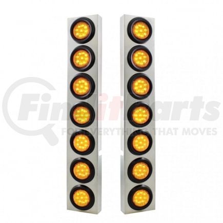 33824 by UNITED PACIFIC - Air Cleaner Light Box Panel - Stainless Steel, 14 Cutouts, Amber LED/Lens, with Grommet