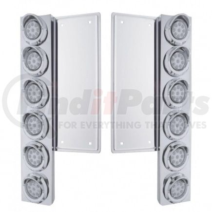 34576 by UNITED PACIFIC - Air Cleaner Light Box Panel - Stainless Steel, 12 Cutouts, Amber LED, Clear Lens, Mini Lights, with Visor