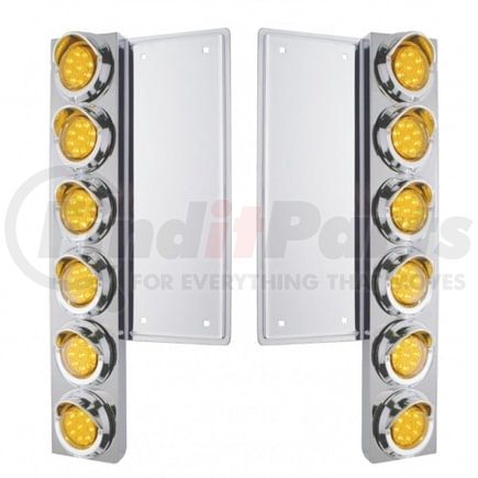 34577 by UNITED PACIFIC - Air Cleaner Light Bar - Front, Stainless Steel, with Bracket, Reflector/Clearance/Marker Light, Amber LED and Lens, with Chrome Bezels and Visors, 9 LED Per Light, for Freightliner