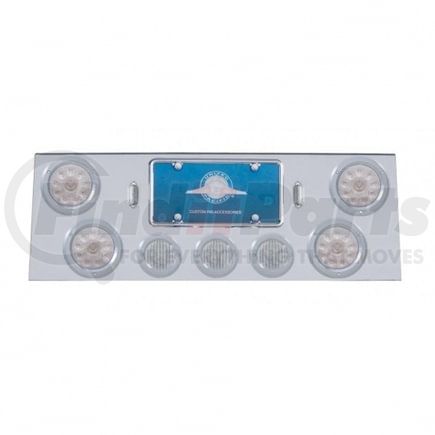 34602 by UNITED PACIFIC - Tail Light Panel - Rear Center Panel, Stainless Steel, with 4 x 10 LED 4" Lights & 3 x 13 LED 2.5" Lights & Bezel, Red LED/Clear Lens