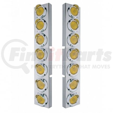 34582 by UNITED PACIFIC - Air Cleaner Light Bar - Front, Stainless Steel, with Bracket, Incandescent, Clearance/Marker Light, Amber Lens, Flat Style, with Chrome Light Bezels and Visors, for Kenworth