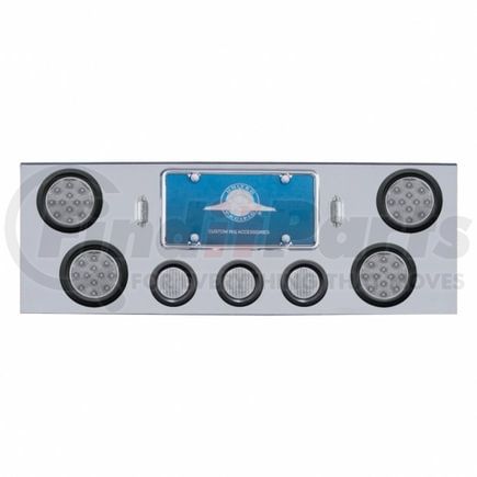 34714 by UNITED PACIFIC - Tail Light Panel - 34", Chrome, with Four 4" and Three 2 1/2" Red LED Lights, Clear Lens, with Grommet