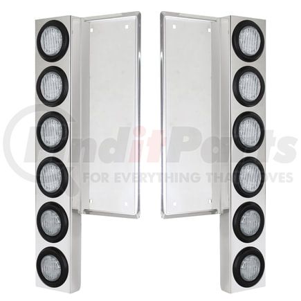 34776 by UNITED PACIFIC - Air Cleaner Light Box Panel - Stainless Steel, 12 Cutouts, Amber LED, Clear Lens, with Grommet