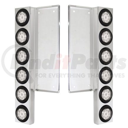 34778 by UNITED PACIFIC - Air Cleaner Light Bar - Front, Stainless Steel, with Bracket, Reflector/Clearance/Marker Light, Amber LED, Clear Lens, with Rubber Grommets, 9 LED Per Light, for Freightliner