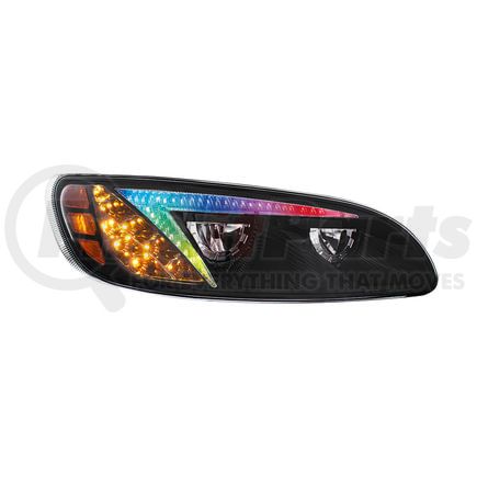 34856 by UNITED PACIFIC - Headlight Assembly - Passenger Side, Black, LED, with Color Changing Position Light Bar