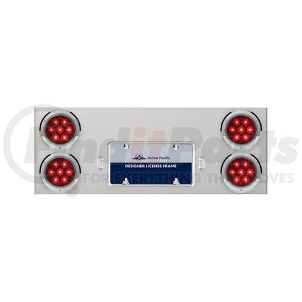35082 by UNITED PACIFIC - Tail Light Panel - Stainless Steel, 4 x 7-LED 4" Lights w/ Bezel, Red LED/Red Lens