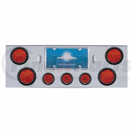 35318 by UNITED PACIFIC - Tail Light Panel - Chrome, Rear Center, with 4X7 Red LED 4" Reflector Lights & 3X13 Red LED 2.5" Lights, Red Lens