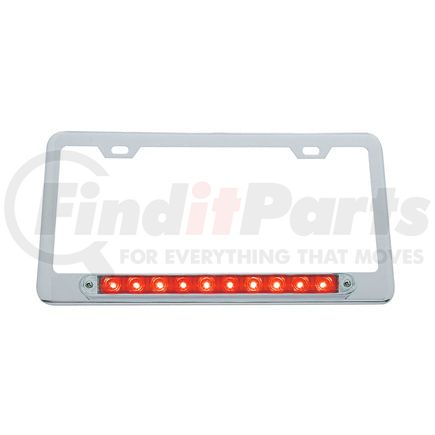 39758 by UNITED PACIFIC - License Plate Frame - Chrome, with 10 LED 9" Light Bar, Red LED/Clear Lens