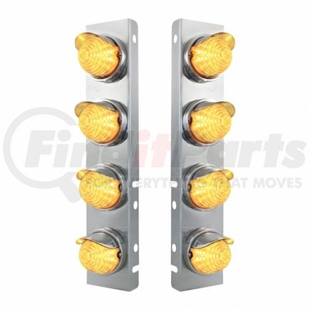 39855 by UNITED PACIFIC - Air Cleaner Light Box Panel - Stainless Steel, 8 Cutouts, 17 Amber LED/Clear Lens, Beehive Lights, with Visor