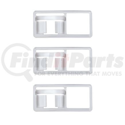 41938 by UNITED PACIFIC - Toggle Switch Faceplate - Card of 3, Chrome, Plastic, For Freightliner, Old Style