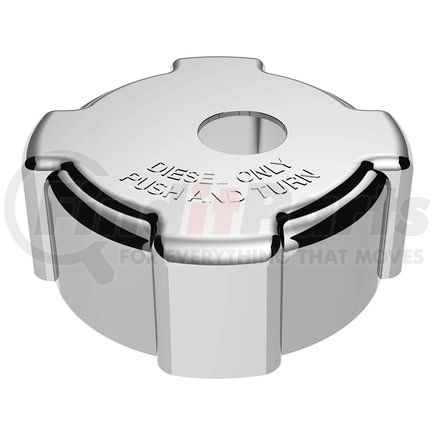 42524 by UNITED PACIFIC - Fuel Tank Cap - Chrome, Plastic, Locking, Double-Sided Tape Mount, For Freightliner