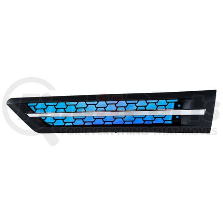 42865 by UNITED PACIFIC - Shaker Hood Scoop Grille - Driver Side, with Blue LED, for 2018-2024 Freightliner Cascadia 126
