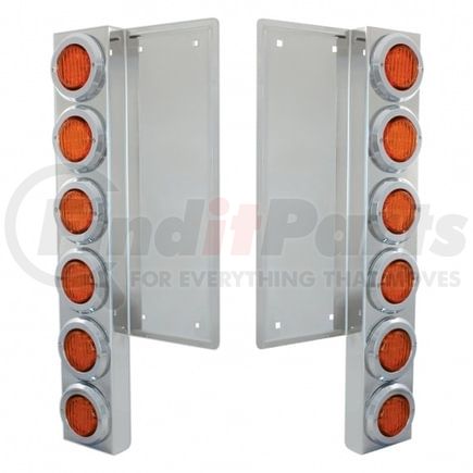 37322 by UNITED PACIFIC - Air Cleaner Light Box Panel - Stainless Steel, 12 Cutouts, 2" Lights, Amber LED/Lens, with Bezel