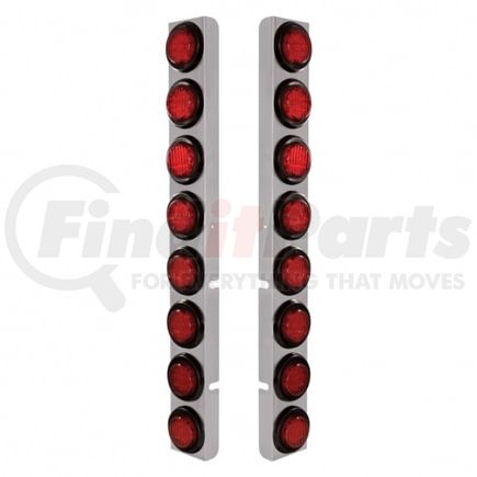 37331 by UNITED PACIFIC - Air Cleaner Light Box Panel - Stainless Steel, 16 Cutouts, 2" Lights Red LED/Lens