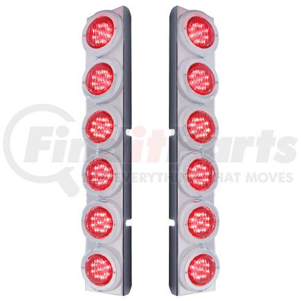 37342 by UNITED PACIFIC - Air Cleaner Light Bar - Rear, Stainless Steel, with Bracket, Clearance/Marker Light, Red LED and Lens, Flat Style, with Chrome Bezels, 12 LED Per Light, for Peterbilt Trucks