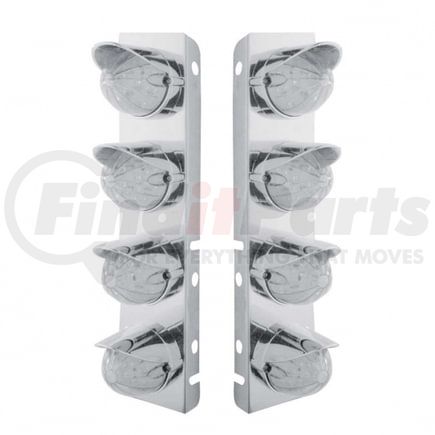 37467 by UNITED PACIFIC - Air Cleaner Light Box Panel - Stainless Steel, 8 Cutouts, Amber LED/Clear Lens, Bullet Style Lights, with Visor