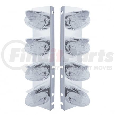 37706 by UNITED PACIFIC - Air Cleaner Light Box Panel - Stainless Steel, 8 Cutouts, 19 Amber LED/Clear Lens, Watermelon Lights, with Visor