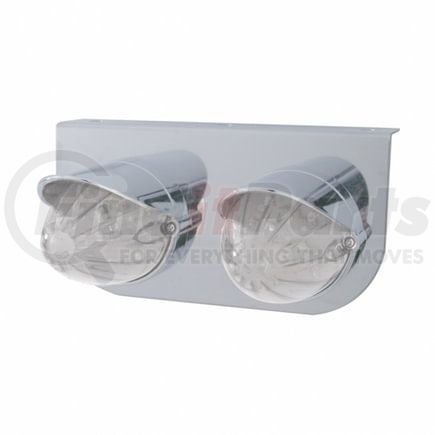 37724 by UNITED PACIFIC - Grakon 1000 LED Marker Light with Bracket - with Bezel and Visor, Two 19 LED Lights, Clear Lens/Amber LED, Stainless Steel, Watermelon Design