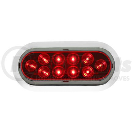 38141 by UNITED PACIFIC - Brake / Tail / Turn Signal Light - 6" Oval Light With Bezel, 10 LED, Red LED/Lens