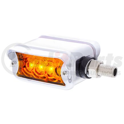 39365 by UNITED PACIFIC - Marker Light - 3 LED, Straight Mount, Double Face, with Chrome Bezel and Horizontal Visor, Amber and Red Lens/Amber and Red LED, Chrome-Plated Steel, Rectangle Design