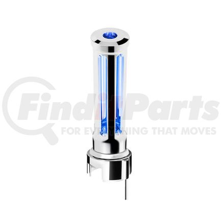 71148 by UNITED PACIFIC - Gear Shift Knob - Sonoma Style, Blue, Chrome Finish, Thread-On with Blue LED