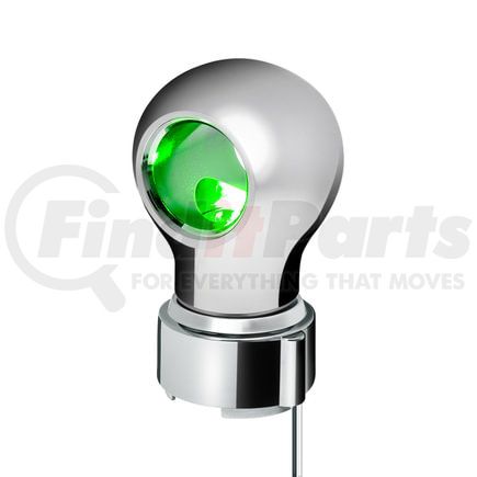 71166 by UNITED PACIFIC - Gearshift Knob - Charlotte Style, Chrome Finish, Thread-On with Green LED