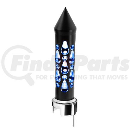 71203 by UNITED PACIFIC - Gearshift Knob - Brooklyn Style Spike, Matte Black Finish, Thread-On with Blue LED