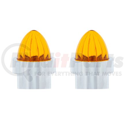 86069 by UNITED PACIFIC - Bumper Guide - Bumper Guide Top, Watermelon Lens, with Chrome Base, Amber