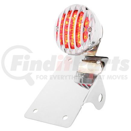 86854 by UNITED PACIFIC - Tail Light - Motorcycle LED "Bobber" Style Vertical, with Chrome Grille Bezel, Red Lens