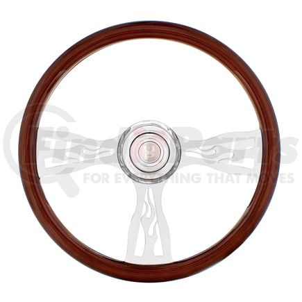 88133 by UNITED PACIFIC - 18" Flame Steering Wheel with Hub and Horn Button Kit, 3-Spoke, for Freightliner 1989-July 2006