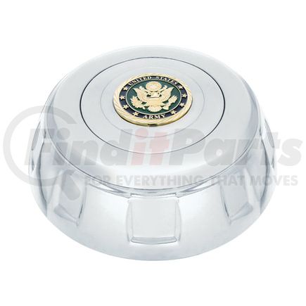 88194 by UNITED PACIFIC - Horn Button - Chrome Aluminum, Steering Wheel, with Metal Medallion, US Army