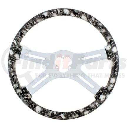 88234 by UNITED PACIFIC - Steering Wheel - Skull, with Hydro-Dip Wood Finish