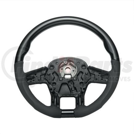 88345 by UNITED PACIFIC - Steering Wheel - 18 " dia., Glossy Black, Leather and Wood, fits 2012-2021 Peterbilt 579