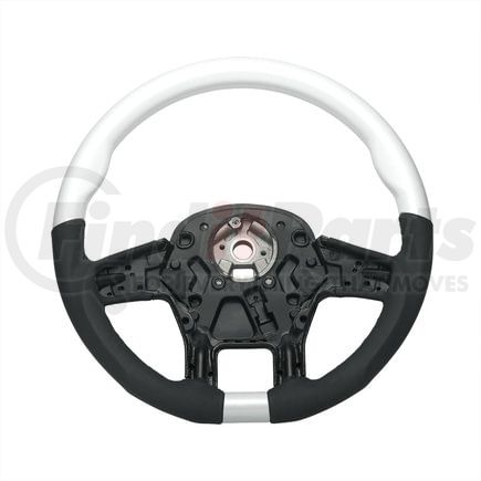 88352 by UNITED PACIFIC - Steering Wheel - 18 " dia., Pearl White, Leather and Wood, fits 2012-2021 Peterbilt 579