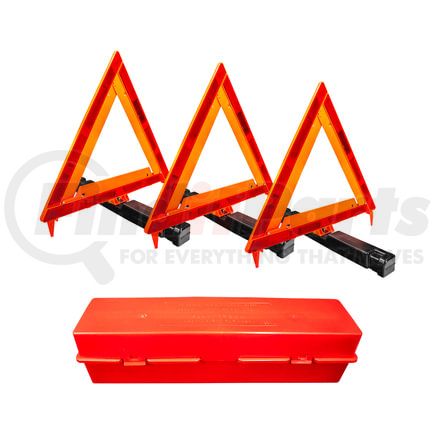99251 by UNITED PACIFIC - Safety Triangle - 3 Pieces, Orange, Bright Reflector, with Plastic Case