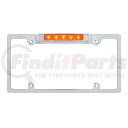 50149 by UNITED PACIFIC - License Plate Frame - Chrome, with Auxiliary Light, Amber LED/Amber Lens