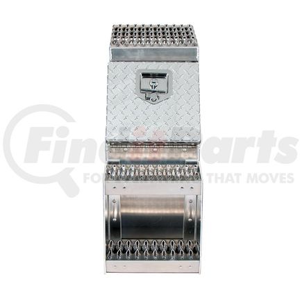 50200 by UNITED PACIFIC - Step Saddle Box - 12"L x 25"W x 28"H, Aluminum, Polished, with Two Keys