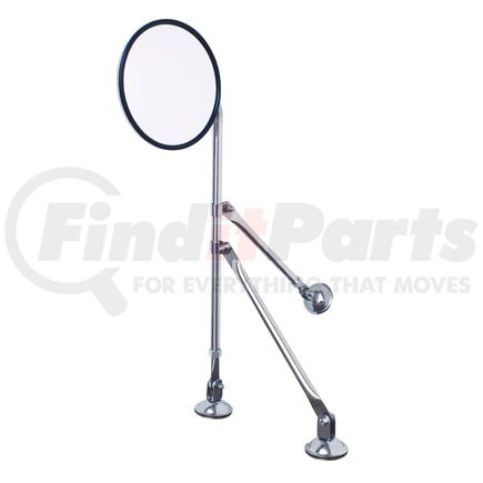 60036 by UNITED PACIFIC - Fender Mirror - 8-1/2" Round, Convex, with Stainless Steel Arm Bracket