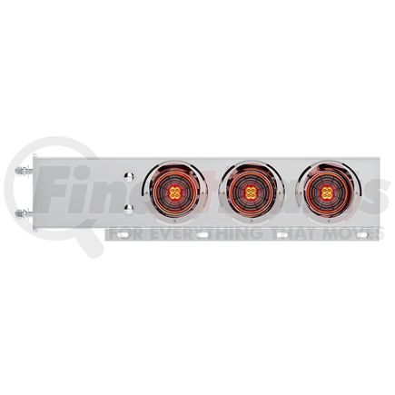 61007 by UNITED PACIFIC - Light Bar - Stainless Steel, Spring Loaded, 3-3/4" Bolt Pattern, with 6 x 4" 13 LED Abyss Light, Red LED/Clear Lens, with Visor