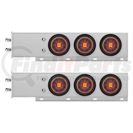 61028 by UNITED PACIFIC - Light Bar - Chrome, Spring Loaded, 2-1/2" Bolt Pattern, with 6 x 4" 13 LED Abyss Light, Red LED/Clear Lens