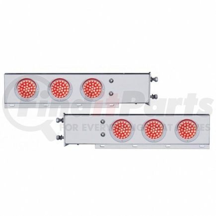 61800 by UNITED PACIFIC - Light Bar - Stainless Steel, Spring Loaded, Rear, Stop/Turn/Tail Light, Red LED/Red Lens, with 3.75" Bolt Pattern, with Chrome Bezels and Visors, 36 LED per Light