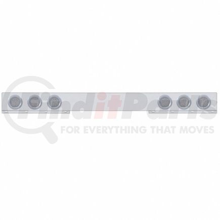 62648 by UNITED PACIFIC - Light Bar - Rear, One-Piece, Stop/Turn/Tail Light, Red LED, Clear Lens, Chrome/Steel Housing, with Chrome Bezels, 36 LED Per Light