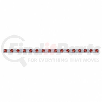 62742 by UNITED PACIFIC - Bumper Light Bar - Stainless, with Bracket, Clearance/Marker Light, Red LED and Lens, Stainless Steel, Chrome Bezel, with Visors, 9 LED Per Light