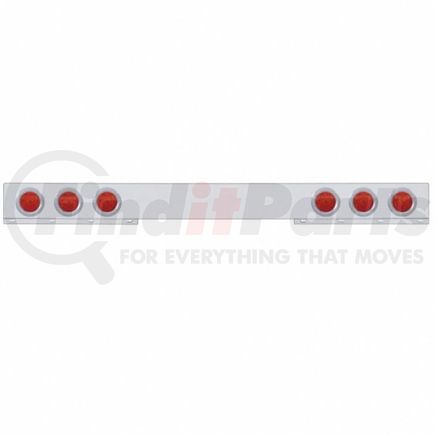 62778 by UNITED PACIFIC - Light Bar - Rear, One-Piece, Stainless Steel, Reflector/Stop/Turn/Tail Light, Red LED and Lens, with Chrome Bezels, 7 LED Per Light