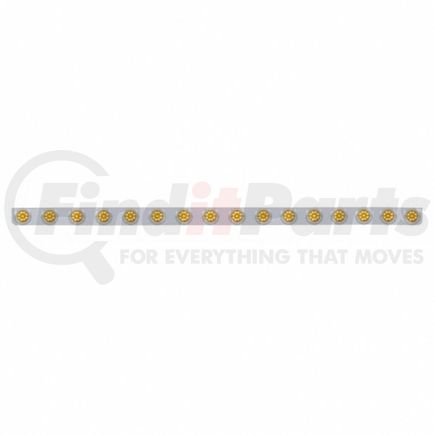 62836 by UNITED PACIFIC - Bumper Light Bar - Stainless, with Bracket, Clearance/Marker Light, Amber LED and Lens, Stainless Steel, with Bezels, 9 LED Per Light