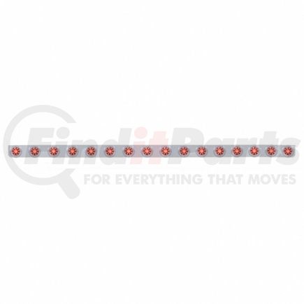 62850 by UNITED PACIFIC - Bumper Light Bar - Stainless, Beehive, with Bracket, Clearance/Marker Light, Red LED and Lens, Stainless Steel, with Chrome Flat Bezel, 9 LED Per Light