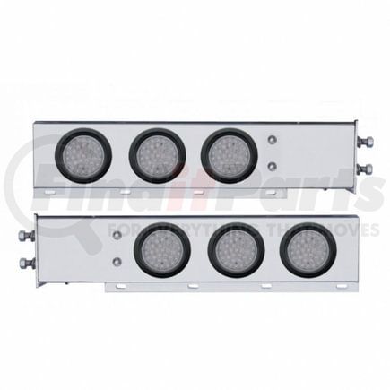 63680 by UNITED PACIFIC - Light Bar - Rear, Spring Loaded, with 2.5" Bolt Pattern, Stop/Turn/Tail Light, Red LED, Clear Lens, Chrome/Steel Housing, with Rubber Grommets, 36 LED Per Light